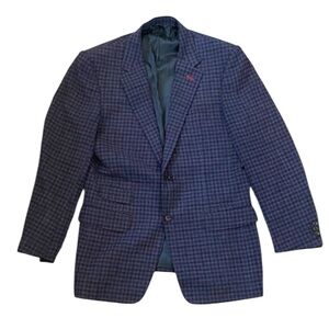 Ermenegildo Zegna navy check pattern long sleeve 2 buttons coat men’s size 40R
